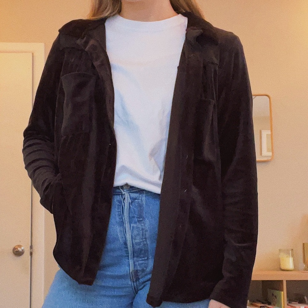 Velvet button up